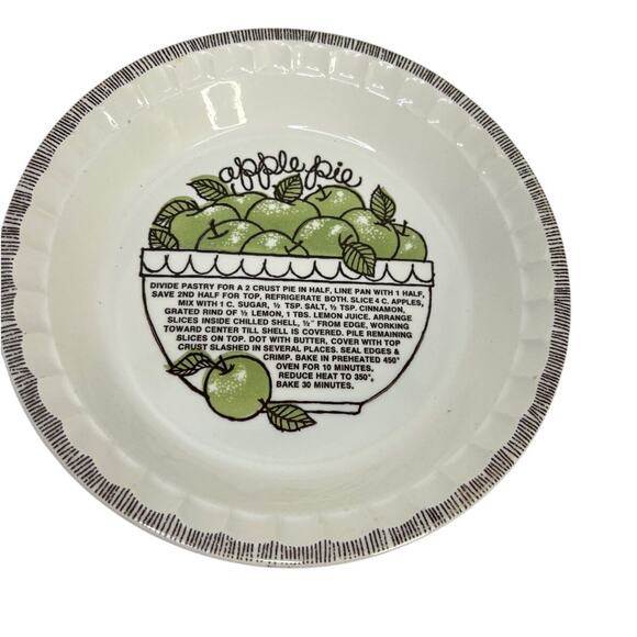 Vintage Country Harvest Green Apple Pie Plate Pan Dish Recipe Baking 11" - Picture 1 of 6